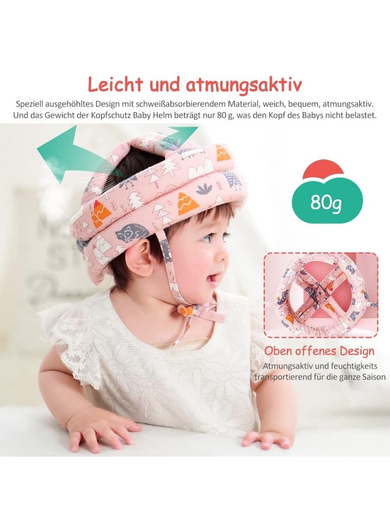خوذة أمان للأطفال الرضع ناعمة بدون نتوءات ، قبعة واقية للرأس قابلة للتعديل مع وسادة رأس ممتصة للصدمات للزحف والمشي (وردي) - Image 4
