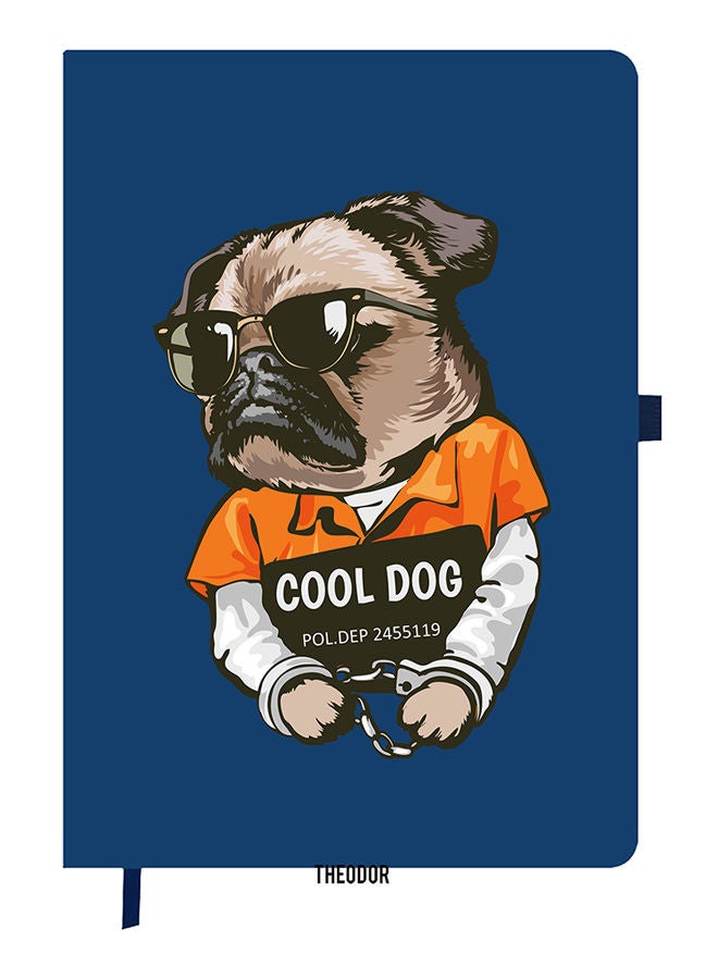 Theodor Designer A5 Thick Blue Hardcover Notebook Cool Dog - Image 1
