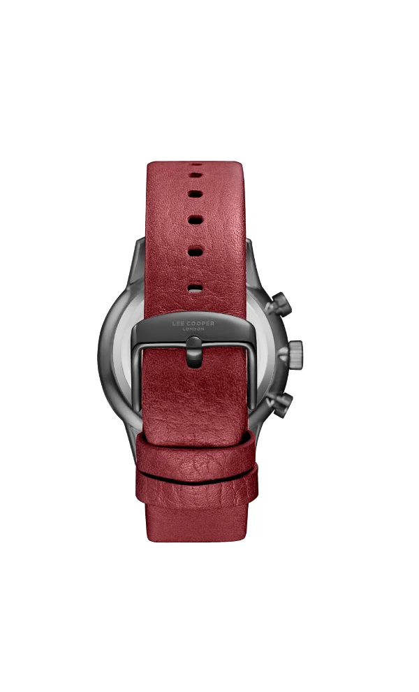 Lee Cooper Men's Multi Function Display Watch With Red Leather Strap - LC08001.688