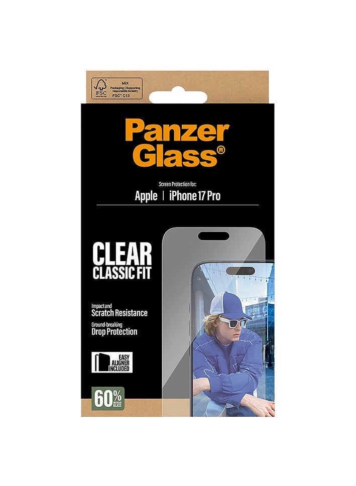 بانزرجلاس حماية شاشة بانزر جلاس مقاس ملائمة كلاسيكية ايفون 17 برو - شفاف - Image 4