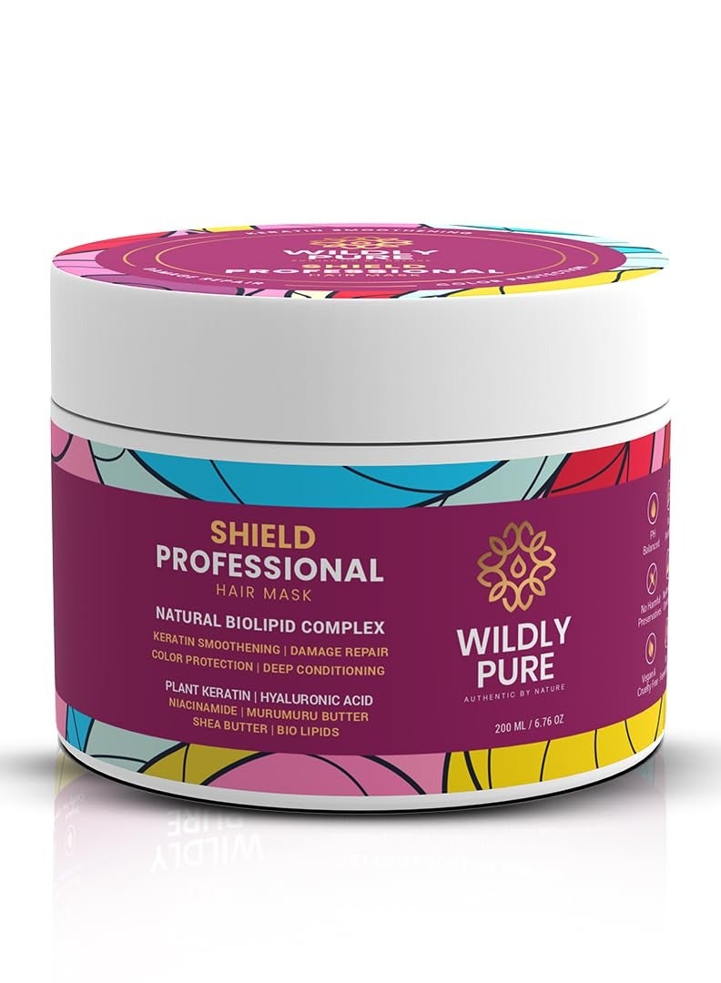 Wildly pure Professional Natural Keratin Hair Spa Mask Plant Keratin Hyaluronic Acid Deep Conditioning Color Protection Hair Loss Reduction 200ML Shield - Image 1