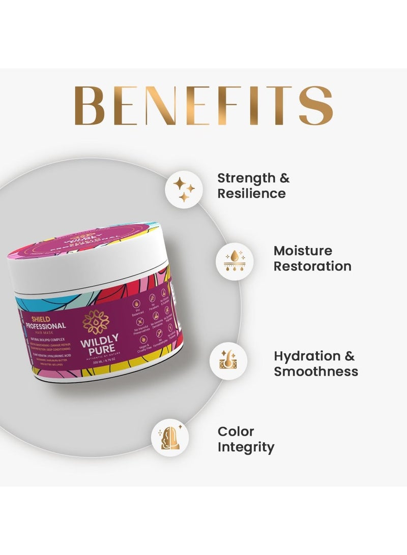Wildly pure Professional Natural Keratin Hair Spa Mask Plant Keratin Hyaluronic Acid Deep Conditioning Color Protection Hair Loss Reduction 200ML Shield - Image 2