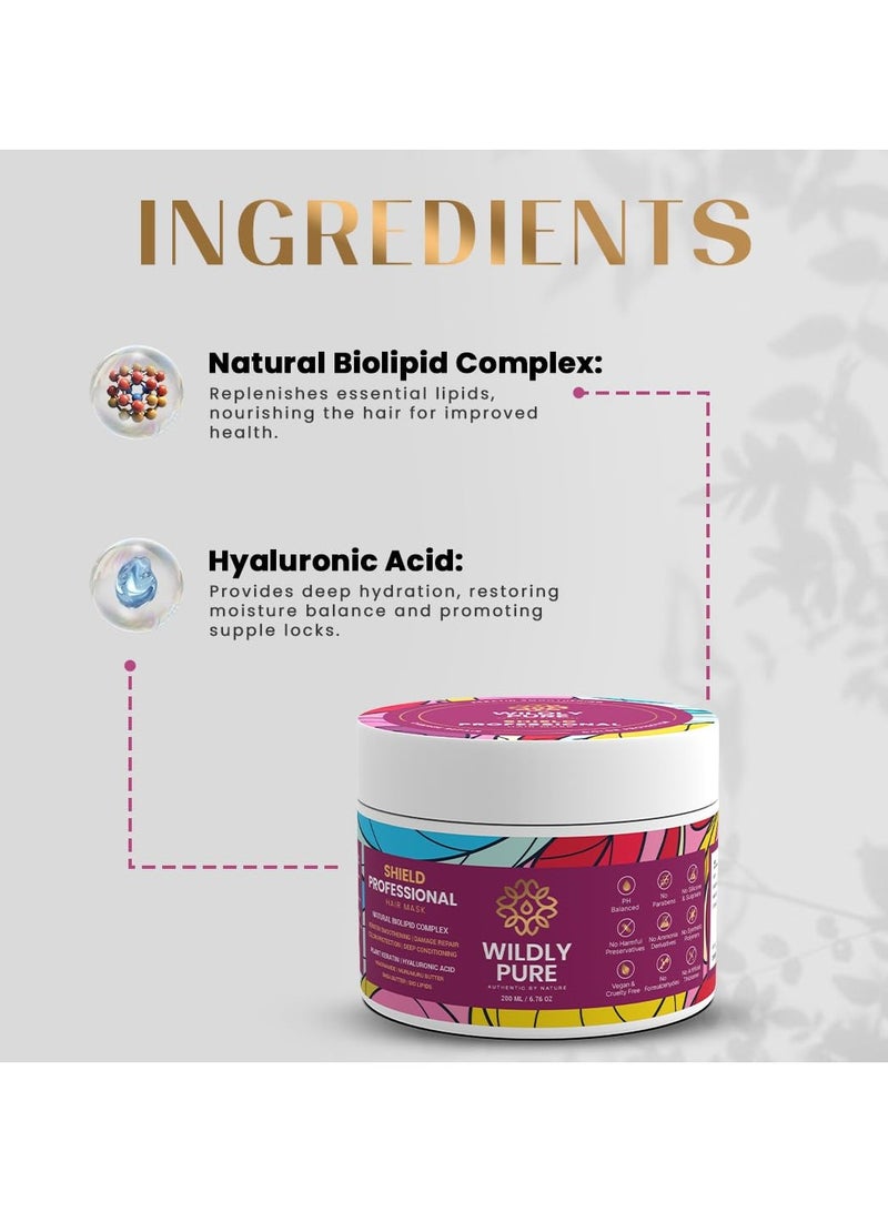 Wildly pure Professional Natural Keratin Hair Spa Mask Plant Keratin Hyaluronic Acid Deep Conditioning Color Protection Hair Loss Reduction 200ML Shield - Image 3