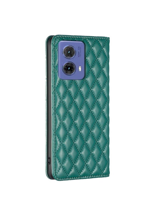 BURAQ Case Cover For Motorola Moto G85 Diamond Lattice Magnetic Leather Flip Phone Case(Green) - Image 4