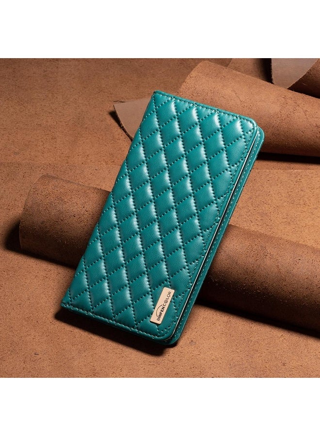 BURAQ Case Cover For Motorola Moto G85 Diamond Lattice Magnetic Leather Flip Phone Case(Green) - Image 2