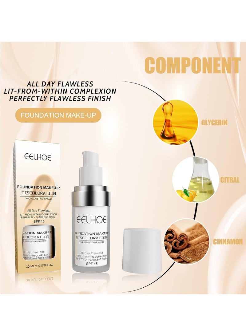 EELHOE EELOHE Liquid Foundation Brightening Even Skin Moisturizing Hydrating Lasting Oil Control Skin Care Dry to Oily Face Cream - Image 2