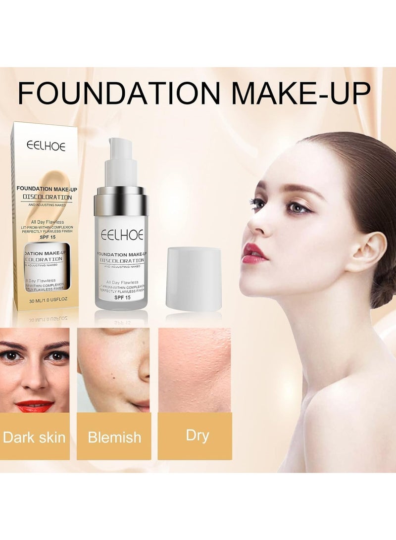 EELHOE EELOHE Liquid Foundation Brightening Even Skin Moisturizing Hydrating Lasting Oil Control Skin Care Dry to Oily Face Cream - Image 3