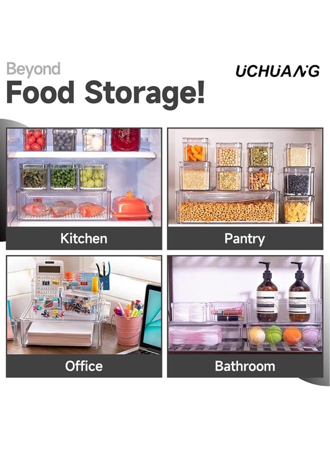 Hihonor Set of 10 Fridge Organizer, Stackable Refrigerator Organizer Bins with Lids, Fridge Organization and Food Storage Clear Containers, BPA-Free Plastic Pantry Storage Bins for Kitchen - Image 4