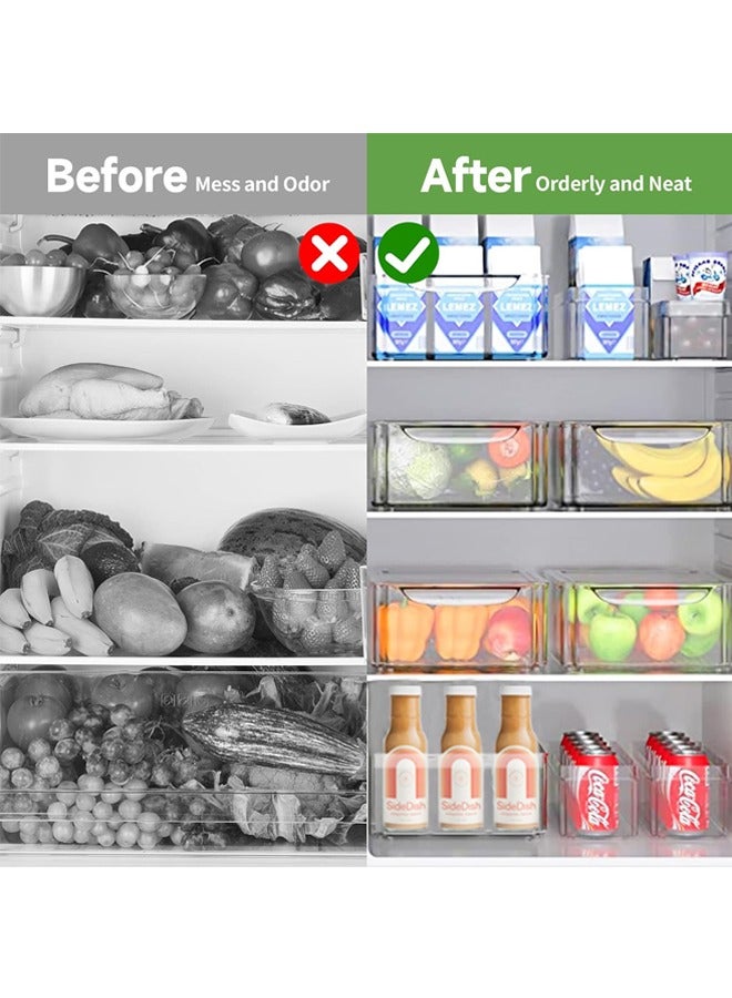 Hihonor Set of 10 Fridge Organizer, Stackable Refrigerator Organizer Bins with Lids, Fridge Organization and Food Storage Clear Containers, BPA-Free Plastic Pantry Storage Bins for Kitchen - Image 5