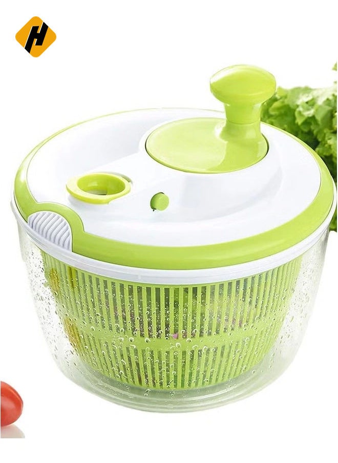 HuHa Large Salad Spinner 5QT – BPA-Free Manual Lettuce Dryer & Vegetable Washer with Quick Dry Design, Easy Spin for Tastier Salads, Green  - Image 1
