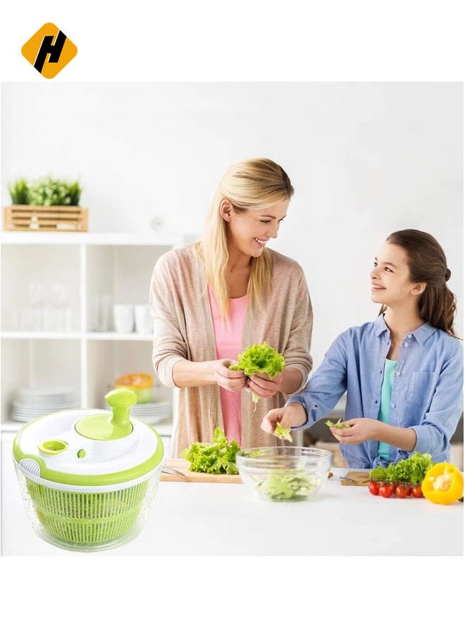 HuHa Large Salad Spinner 5QT – BPA-Free Manual Lettuce Dryer & Vegetable Washer with Quick Dry Design, Easy Spin for Tastier Salads, Green  - Image 5