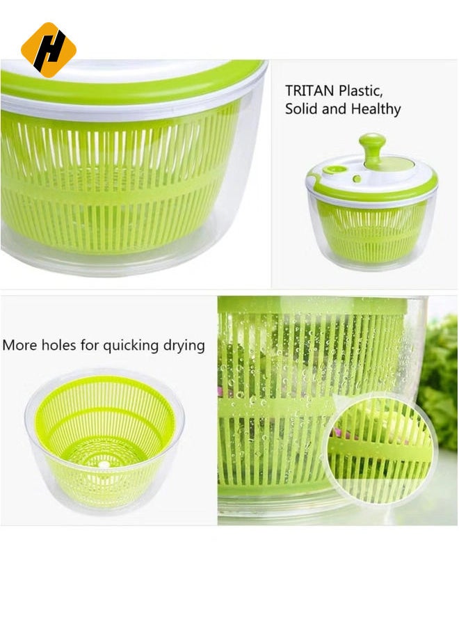HuHa Large Salad Spinner 5QT – BPA-Free Manual Lettuce Dryer & Vegetable Washer with Quick Dry Design, Easy Spin for Tastier Salads, Green  - Image 2