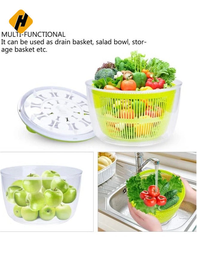HuHa Large Salad Spinner 5QT – BPA-Free Manual Lettuce Dryer & Vegetable Washer with Quick Dry Design, Easy Spin for Tastier Salads, Green  - Image 4