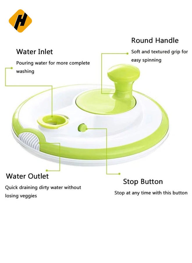 HuHa Large Salad Spinner 5QT – BPA-Free Manual Lettuce Dryer & Vegetable Washer with Quick Dry Design, Easy Spin for Tastier Salads, Green  - Image 3