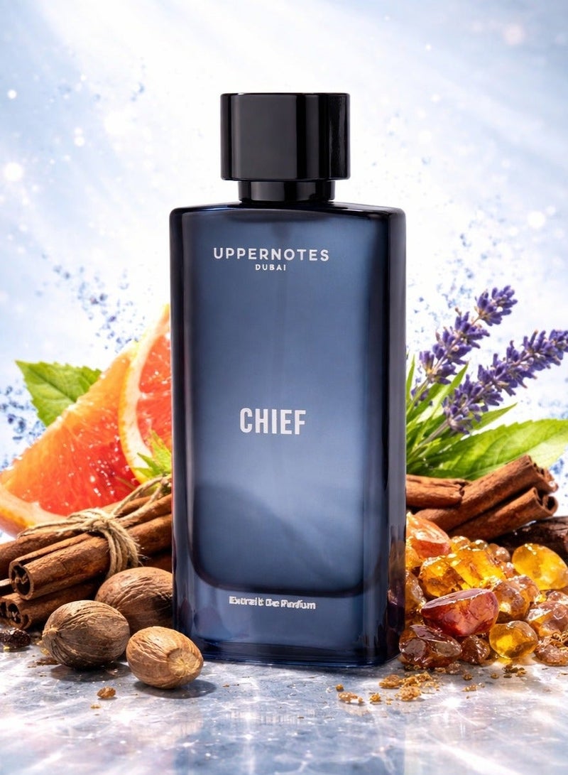 UpperNotes Chief Extrait De Parfum Men 80ml | Grapefruit Lavender Sandalwood Vetiver Amber | Fresh Spicy Masculine Long Lasting Daily Fragrance UAE - Image 1