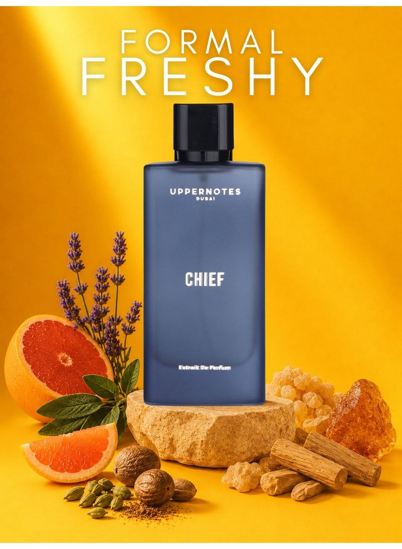 UpperNotes Chief Extrait De Parfum Men 80ml | Grapefruit Lavender Sandalwood Vetiver Amber | Fresh Spicy Masculine Long Lasting Daily Fragrance UAE - Image 1