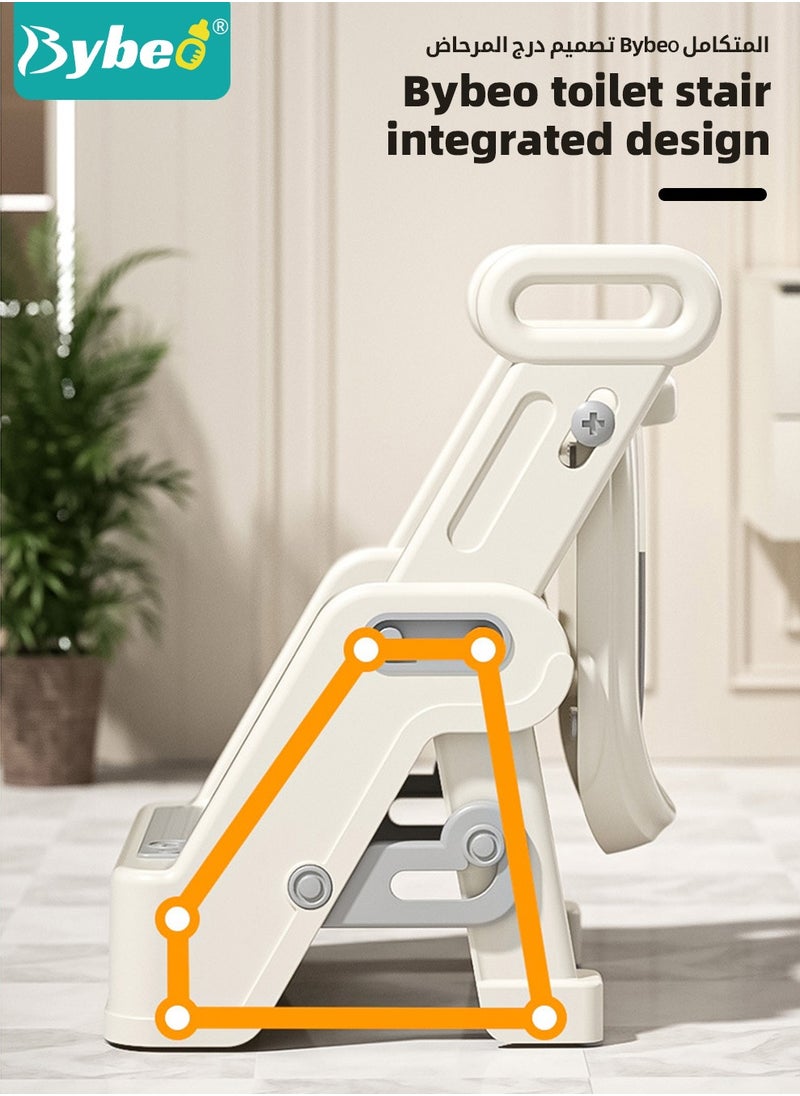 Bybeo 2-In-1 Baby Toilet Seat, Kids Potty Training Seat, Adjustable Baby Potty Seat With Ladder, Foldable Kids Potty Chair with Anti-Slip Pads  - Image 4