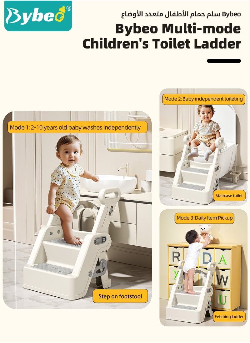 Bybeo 2-In-1 Baby Toilet Seat, Kids Potty Training Seat, Adjustable Baby Potty Seat With Ladder, Foldable Kids Potty Chair with Anti-Slip Pads  - Image 3