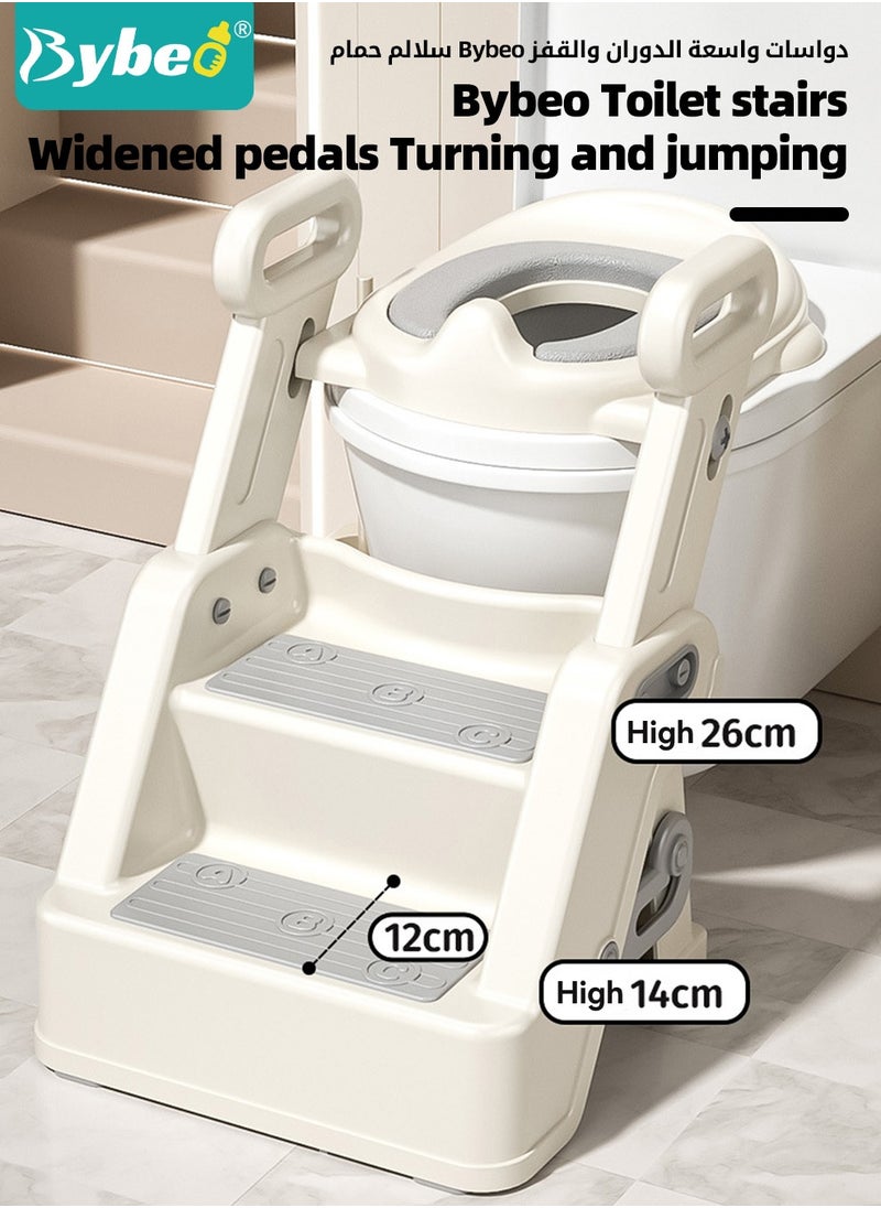 Bybeo 2-In-1 Baby Toilet Seat, Kids Potty Training Seat, Adjustable Baby Potty Seat With Ladder, Foldable Kids Potty Chair with Anti-Slip Pads  - Image 5