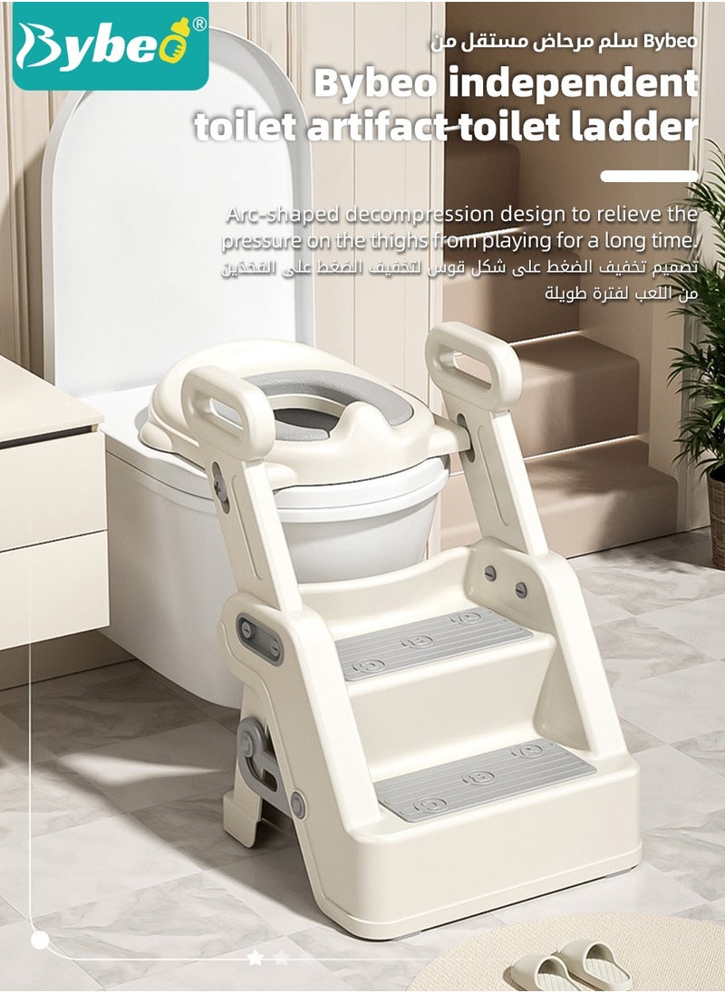 Bybeo 2-In-1 Baby Toilet Seat, Kids Potty Training Seat, Adjustable Baby Potty Seat With Ladder, Foldable Kids Potty Chair with Anti-Slip Pads  - Image 2