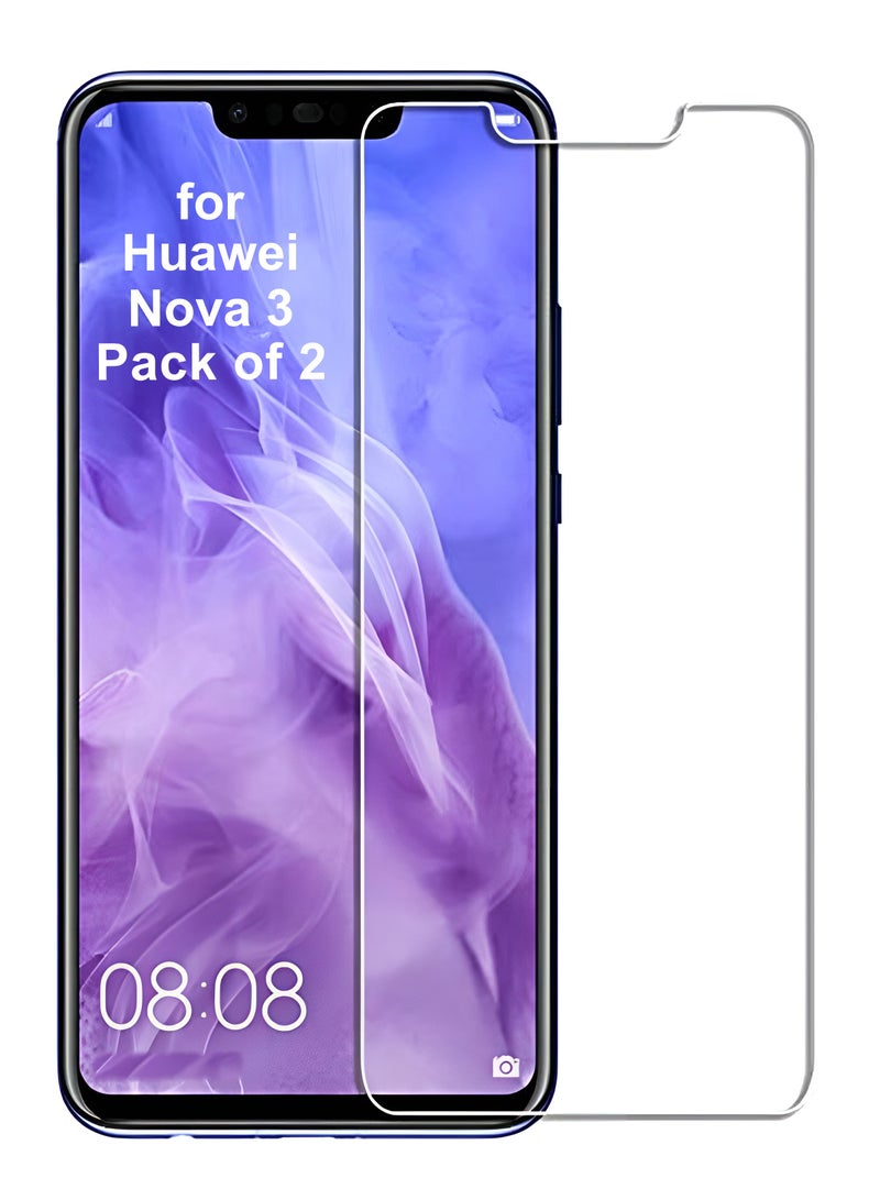 BORTONY Huawei Nova 3 Tempered Glass Screen Protector (Pack of 2) 9H Hard Hardness Crystal Clear Glass For Huawei Nova 3 - Image 1