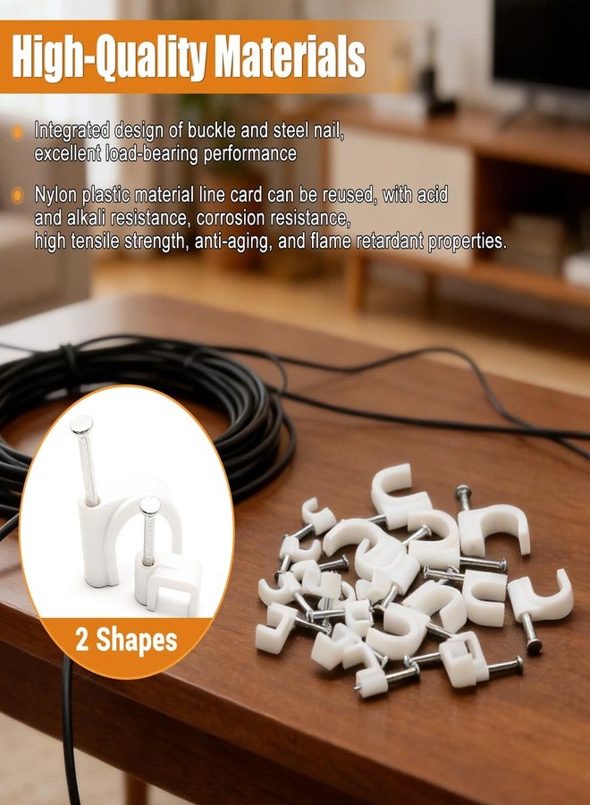 mankk 630PCS Cable Clips Nail in Cable Clips Wire Clips 4/5/6/8/10mm Round & Square Ethernet Cables Wall Clips for Cords RG6 RG59 CAT5 CAT6 RJ45 - Image 5