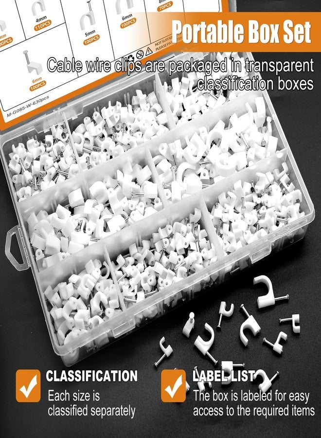 mankk 630PCS Cable Clips Nail in Cable Clips Wire Clips 4/5/6/8/10mm Round & Square Ethernet Cables Wall Clips for Cords RG6 RG59 CAT5 CAT6 RJ45 - Image 4