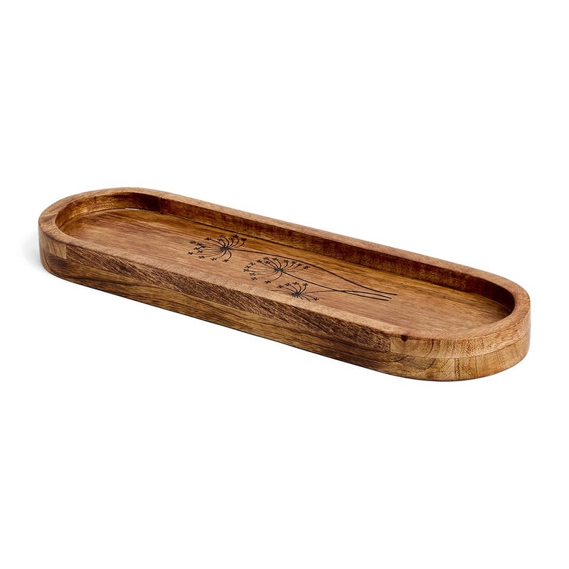 SAAGA Oval Mango Wood Platter for Kitchen & Dining - 15x4.5In - Food Plate, Snacks Tray, Tea Tray, Dinner Plates - Brown - Image 1