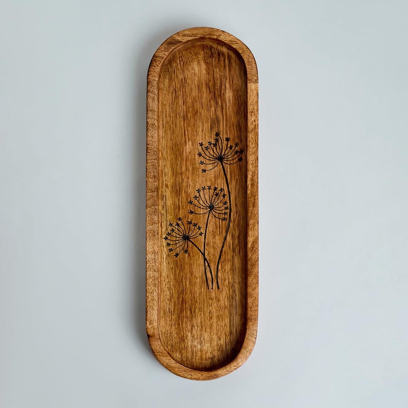 SAAGA Oval Mango Wood Platter for Kitchen & Dining - 15x4.5In - Food Plate, Snacks Tray, Tea Tray, Dinner Plates - Brown - Image 5