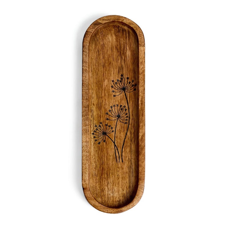 SAAGA Oval Mango Wood Platter for Kitchen & Dining - 15x4.5In - Food Plate, Snacks Tray, Tea Tray, Dinner Plates - Brown - Image 4