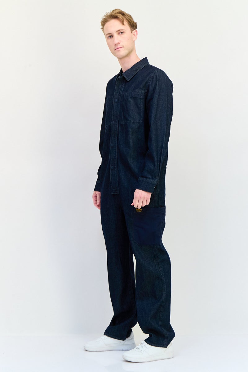SALSA Men Long Sleeve Washed Jumpsuit, Navy - Image 3
