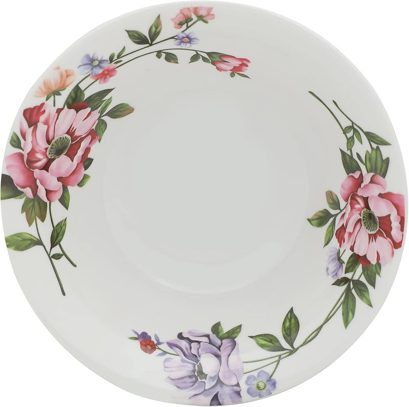 Abir Melamine Deep Round Bowl 13 CM / 5.12 INCH White Floral Design For Food Kitchen Use Outdoor & Restaurant Decorative Multi Purpose for Serving Soups Salads and Cereals Etc - Image 3