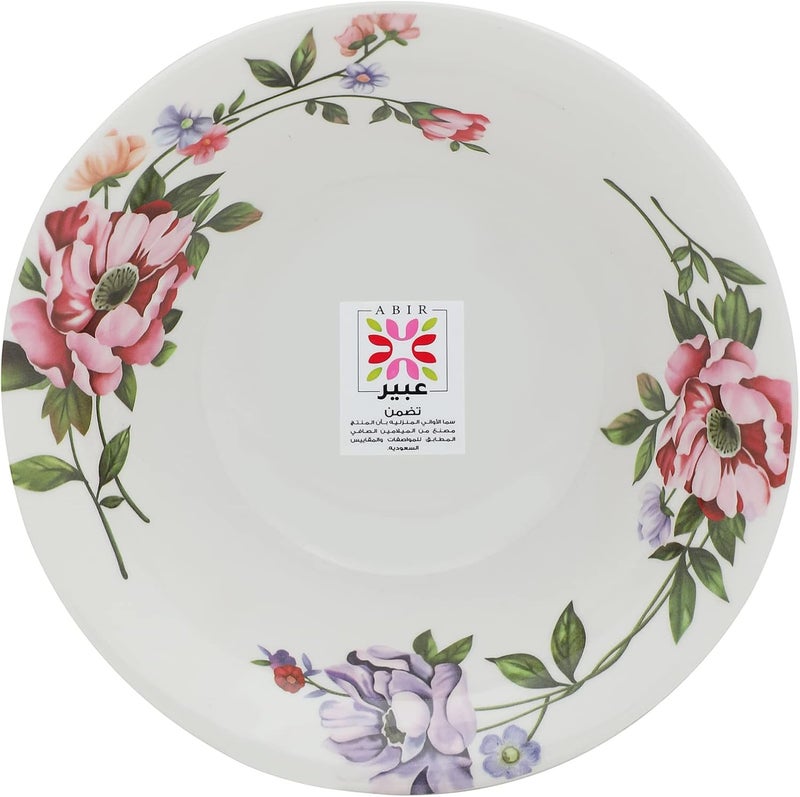 Abir Melamine Deep Round Bowl 13 CM / 5.12 INCH White Floral Design For Food Kitchen Use Outdoor & Restaurant Decorative Multi Purpose for Serving Soups Salads and Cereals Etc - Image 2