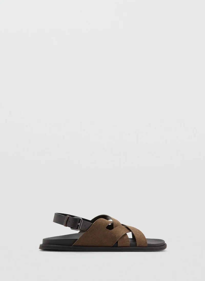 مانجو مان Suede leather sandals with crossed straps