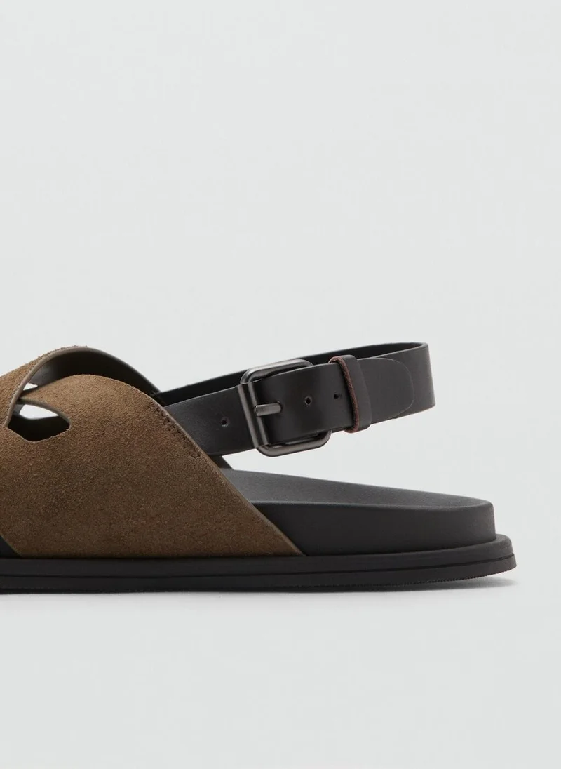 Mango Man  Suede leather sandals with crossed straps for Men | Best Price UAE
