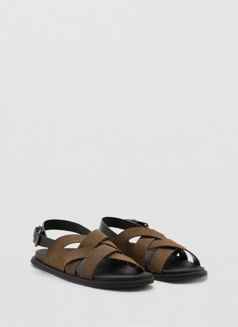 مانجو مان Suede leather sandals with crossed straps