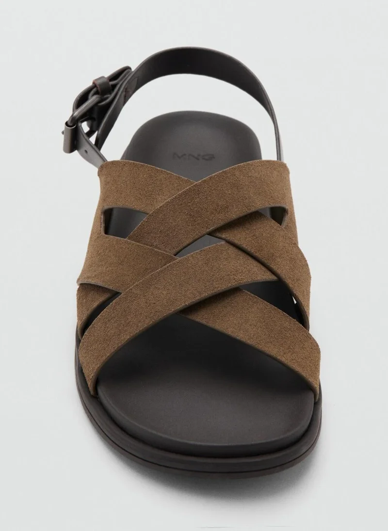 Mango Man  Suede leather sandals with crossed straps for Men | Best Price UAE