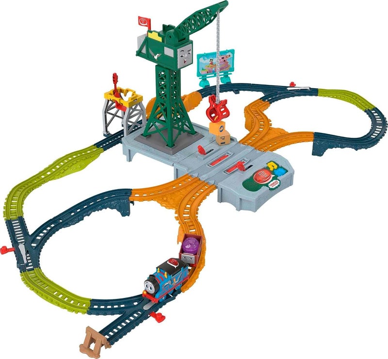 Thomas & Friends Motorized Train Set - Talking Cranky Delivery Set with Battery Powered Toy Train, Songs & Sounds - Image 1