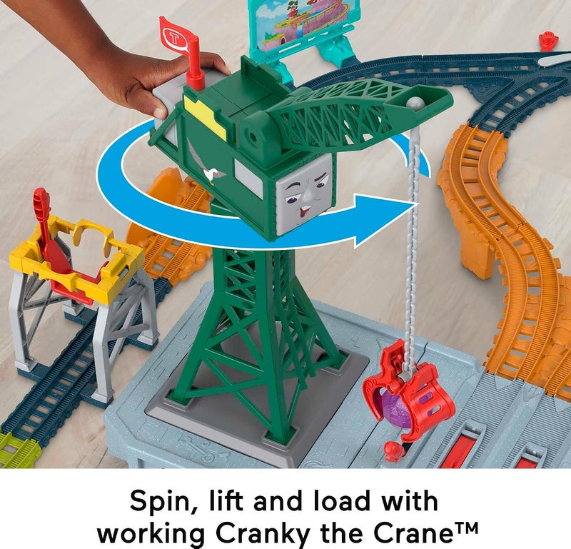 Thomas & Friends Motorized Train Set - Talking Cranky Delivery Set with Battery Powered Toy Train, Songs & Sounds - Image 4