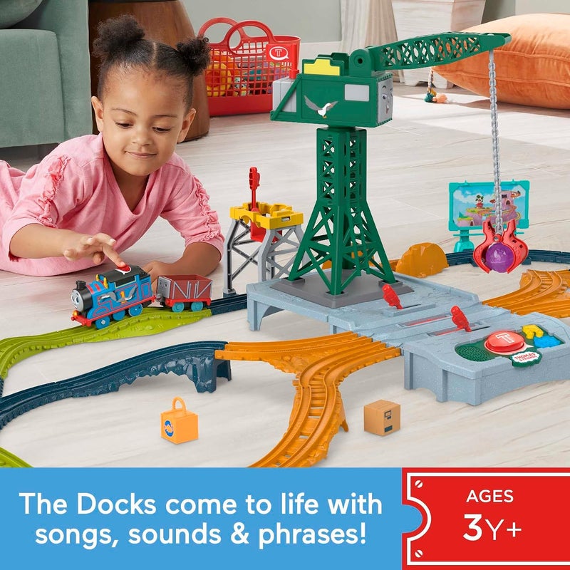 Thomas & Friends Motorized Train Set - Talking Cranky Delivery Set with Battery Powered Toy Train, Songs & Sounds - Image 2
