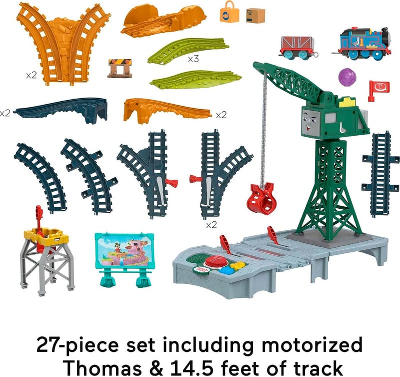 Thomas & Friends Motorized Train Set - Talking Cranky Delivery Set with Battery Powered Toy Train, Songs & Sounds - Image 5