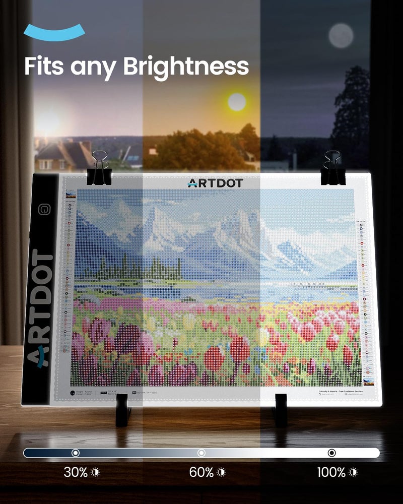 ARTDOT A4 LED Light Pad for Diamond Painting Kits for Adults, USB Powered Adjustable Brightness Diamond Art Light Board with Accessories - Image 3