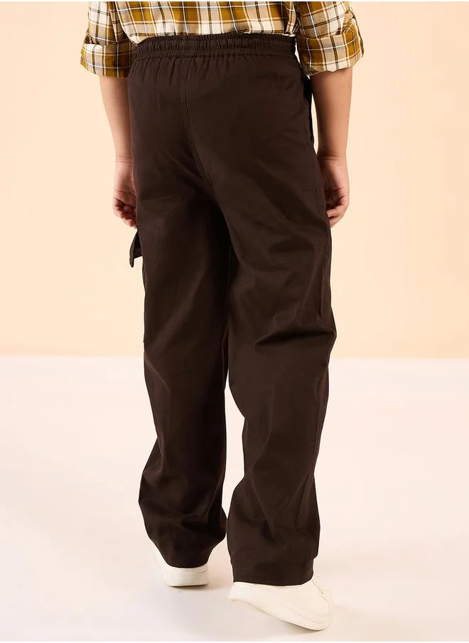 ستايلو بج Solid Drawstring Waist Cargo Pants