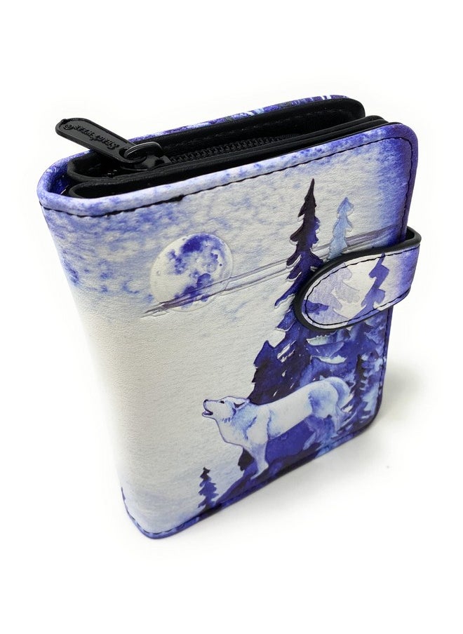 Shag Wear Mystic Wolves Stylish Small Animal Wallet For Women Vegan Faux Leather 4.5  - Image 1