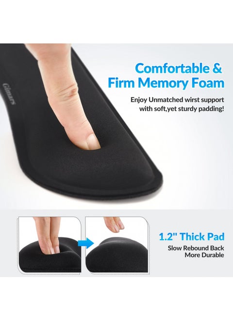 Gimars 17.3'' Extended Keyboard Wrist Rest Pad with 63D High-Density Thicken Memory Foam, Anti-Slip Rubber Base & Ergonomic Design for Office,Gaming, Computer, Laptop, Mac, Typing Pain Relief, Black