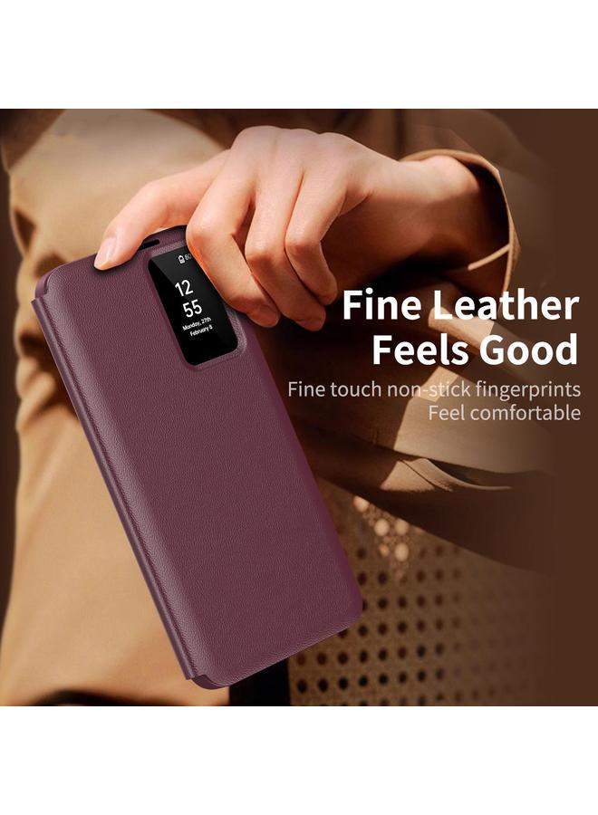 erorex Case For Samsung Galaxy S25 Ultra 5G Smart View Window Leather Phone Case with Card Slot - Image 3