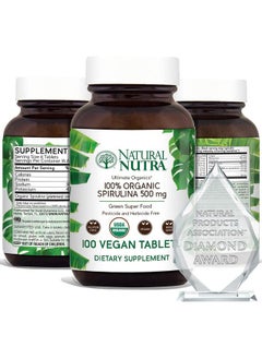 Natural Nutra 100% Usda Organic Spirulina Tablets Blue Green Algae Protein Pills With Rich Minerals Vitamins Amino Acids Carotenoids Antioxidants And Efas 300Mg 100 Vegan Tablets  - Image 2