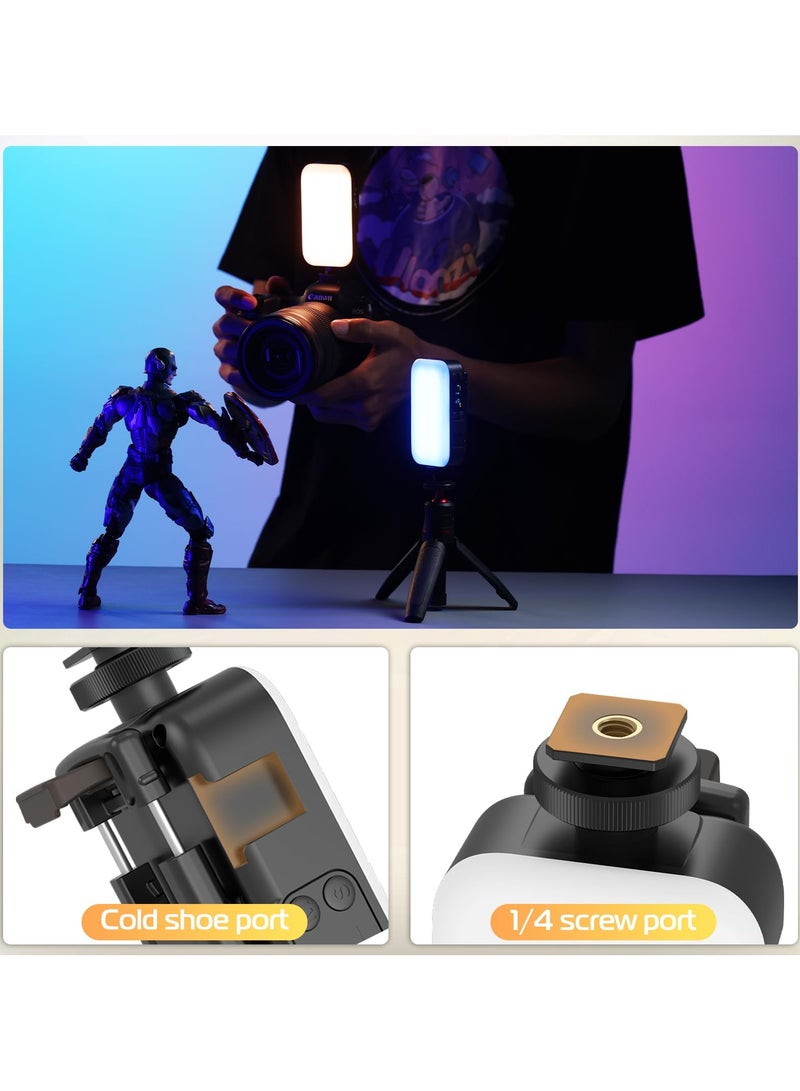 RGB Video Light, LED Camera Light 360° Full Color Portable Photography Lighting, Quick Release Cold Shoe Adapter and Phone Clip, 2500mAh Rechargeable CRI 95 2500 9000K Dimmable Panel Lamp - Image 5