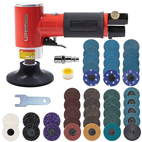 UPWOOD 3inch Air Sander Angle Grinder with Roll Lock Wheel Set, Pneumatic Polishing Tool with 41pcs 3-inch sanding discs - Image 1