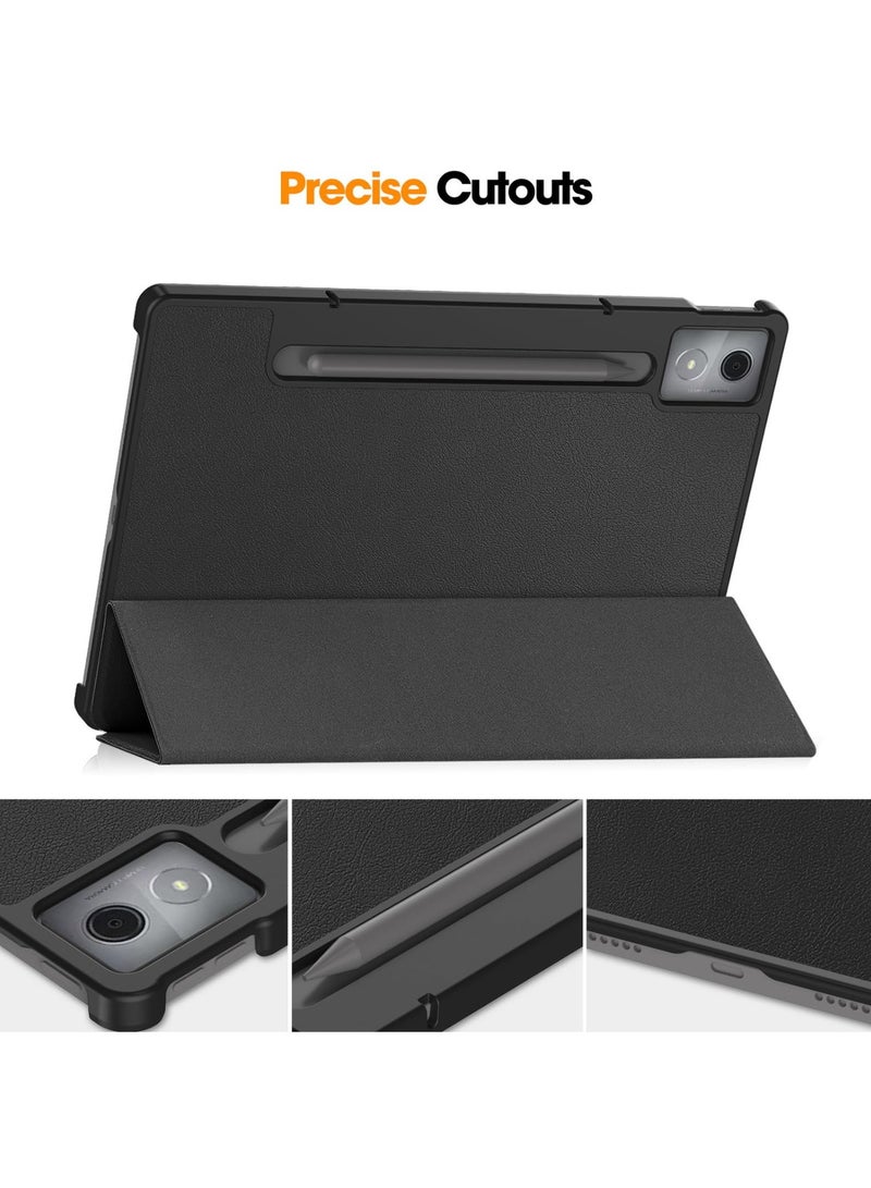 Case for Lenovo Idea Tab Pro 2025 12.7 Inch Folio Slim Smart Cover Lightweight Hard Shell Protective Case with Multi-Angle Stand (Black Case) - Image 4